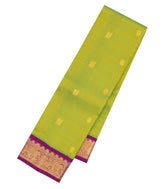 Neon Green Handloom Korvai Kanchipuram Silk Saree With Stripes-KA15914