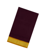 Dark Brown Handloom Silk Cotton Saree With Contrast Border-SC4492