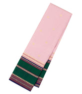 Baby Pink Handloom Korvai Kanchipuram Silk Saree With Checks & Buttas-KA13454