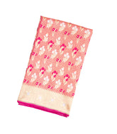 Peach Handloom Organza Satin Soft Silk Saree With Floral Motifs-SO4094