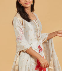Ivory Grey Festive Kurta Set