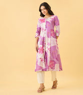Purple Floral Printed Casual Kurta