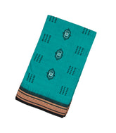 Cyan Handloom Orissa Cotton Saree With Floral Motifs