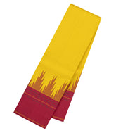 Lemon Yellow Handloom Korvai Kanchipuram Silk Saree With Contrast Silk Temple Border-KA16841