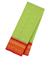Light Green Handloom Gadwal SICO Saree With Cotton Body & Silk Border-GA0367