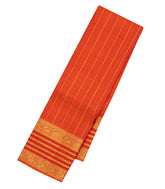 Orange Handloom Kanchipuram Silk Saree With Zari Stripes-KA14114