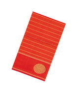 Red Handloom Silk Cotton Saree With Veldhari Stripes-SC4367