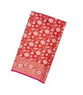 Red Handloom Organza Satin Soft Silk Saree With Floral Vine Motifs-SO4139
