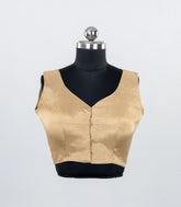 Cream Readymade Sleeveless Blended Tissue Blouse With Sweetheart Neck-RB5213