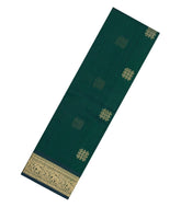 Bottle Green Handloom Kanchi Cotton Saree With Buttas-KC1810