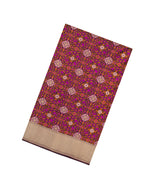 Black Handloom Banarasi Tanchoi Silk Saree With Meena Floral Motifs-BE1847