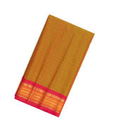 Oil Mustard Handloom Gadwal Silk Cotton Saree With Contrast Border-GA0196