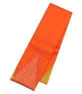Orange Handloom Korvai Kanchipuram Silk Saree With Temple Border-KA15895