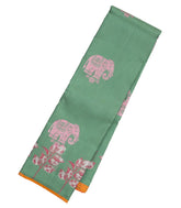 Cardamom Green Handloom Kanchipuram Silk Saree With Elephant Motifs-KA12589