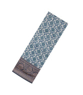 Grey Printed Chanderi Cotton Saree With Zari Border-CC1579