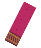 Hot Pink Woven Chettinad Cotton Saree With Contrast Border-CN1849
