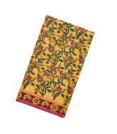 Sandal Woven Hand painted Silk Saree With Peacock & Floral Vine Motifs-KA13343