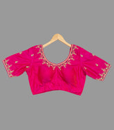 Rani Pink Gold Embroidered Festive Blouse-RB5136