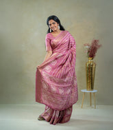 Pink Woven Synthetic Dola Silk Saree With Floral Motifs-BL4686