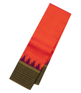 Red Handloom Korvai Kanchipuram Silk Saree With Stripes & Temple Border-KA14024