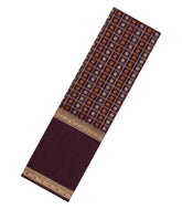 Dark Brown Handloom Kanchi Cotton Saree With Checks-KC1850