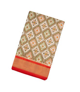 Cardamom Green Handloom Pochampally Ikat Silk Saree With Tie & Dye Motifs-IK0398