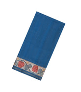 Indigo Printed Synthetic Tussar Silk Saree With Contrast Border-SY0103