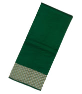 Bottle Green Handloom Banarasi Silk Saree With Striped Border-BE1697