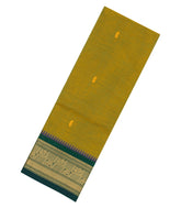 Olive Green Woven Chettinad Cotton Saree With Contrast Border-CN1844