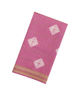 Dusty Pink Printed Art Dola Silk Saree With Stripes & Floral Motifs-BL5767