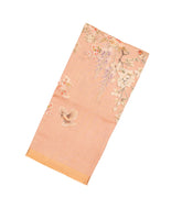 Light Peach Handloom Tussar Silk Saree With Printed Floral Motifs-TU2686