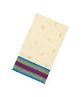 Off White Handloom Korvai Silk Cotton Saree With Annam Buttas-SC3911