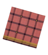 Peach Woven Kadapa Cotton Saree With Checks & Buttas-KN0652