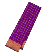 Purple Handloom Kanchipuram Silk Saree With Zari Checks-KA13457