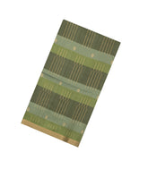Green & Grey Handloom Organza Silk Saree With Buttas & Stripes-SO4776