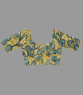 Lime Green Kalamkari Inspired Printed Blouse