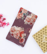 Lilac Georgette Silk Saree Printed With Floral Motifs