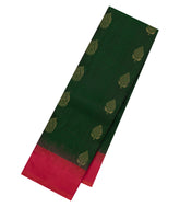Bottle Green Handloom Soft Silk Saree With Buttas & Contrast Border-SO4519