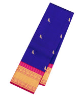 Blue Handloom Korvai Kanchipuram Silk Saree With Zari Buttas-KA15282