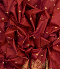 Rustic Brown Handloom Natural Dyed Chrysanthemum Silk Saree With Running Border-KA12627