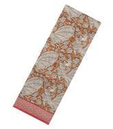 Rust Printed Chanderi Cotton Saree With Zari Border-CC1462