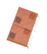 Light Peach Rasipuram Cotton Saree With Stripes & Mango Motifs