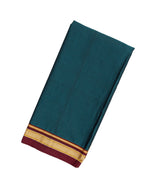 Teal Woven Cotton Saree With Diamond Motifs & Kasuti Hand Embroidery Pallu-EN1762