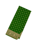 Green Handloom Banarasi Khadi Georgette Silk Saree With Floral Motifs-BE1628