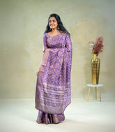 Lavender Woven Synthetic Dola Silk Saree With Floral Motifs-BL4684