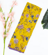Lemon Yellow Woven Digital Printed Georgette Silk Saree With Floral Motifs