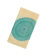 Cream Printed Synthetic Linen Saree With Floral Motifs-SY0127