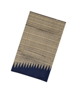 Dark Blue Handloom Banarasi Silk Saree With Floral Motifs In Rising Border-BE1359