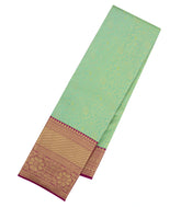 Aquamarine Woven Tissue Silk Saree With Floral Zari Motifs & Contrast Border-KA15575