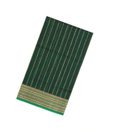 Dark Green Handloom Silk Cotton Saree With Zari Stripes-SC4363
